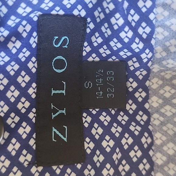 ZYLOS  Blue and White Geometric Patterned Casual Shirt. - Picture 7 of 8